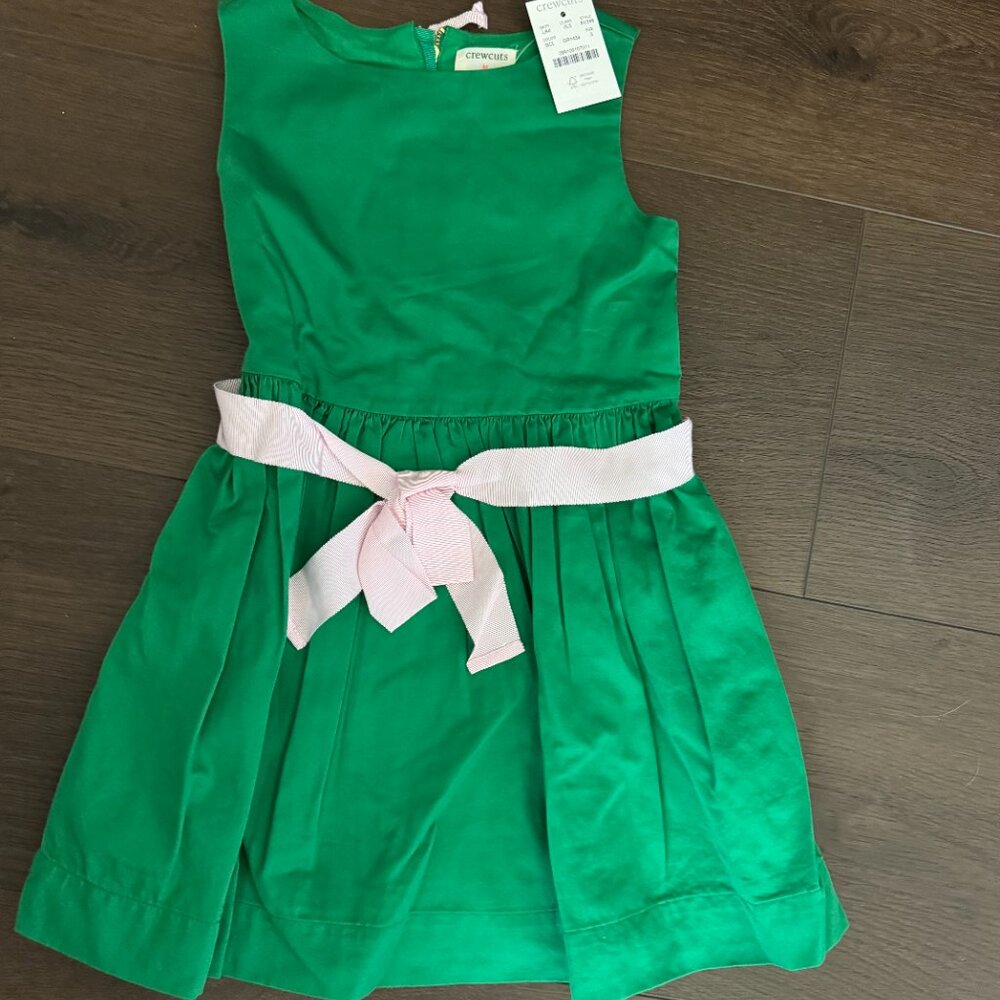 Girls' ribbon-tie party dress in sateen